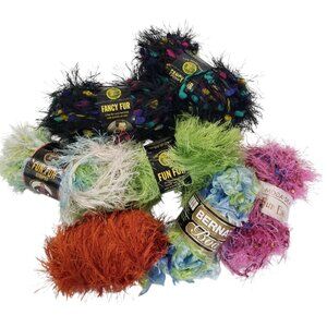 Lion Brand Fun and Fancy Fur Eyelash Yarn, plus Bernat Boa and Moda Dea Fur Ever